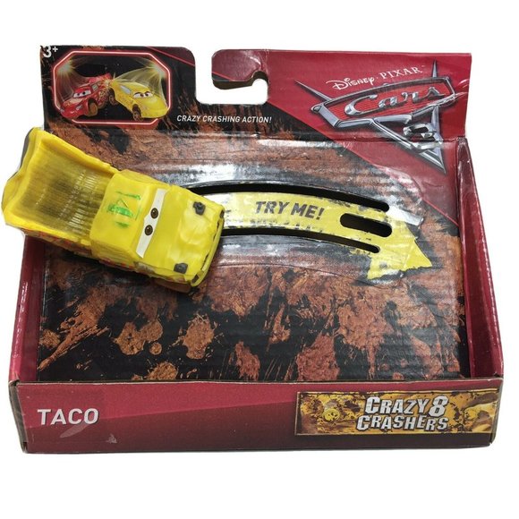Disney Pixar Other - Disney Pixar Cars 3 Crazy 8 Crasher Taco 4 Vehicle Toy  Truck Car Yellow New